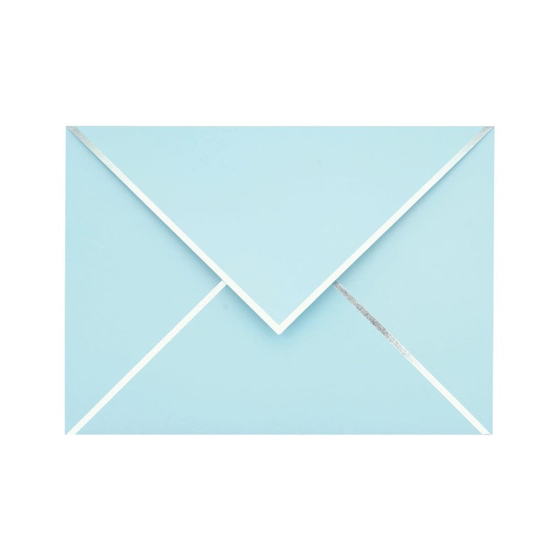 CHRIZ.Z A7 Envelopes - V Flap Foil Border Luxury Mailing Envelopes for 5"" x 7"" Cards - for Wedding, Invitations, Baby Shower, Photos, Graduation, Birthday, Bridal Shower - 5.25"" x 7.25"" (Baby Blue, 25 Pack) - Image 1